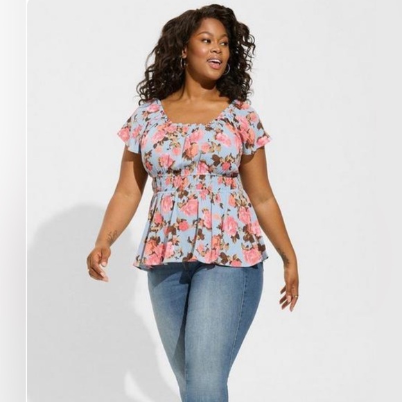 Torrid Babydoll Gauze Short Sleeve Top - Picture 2 of 6